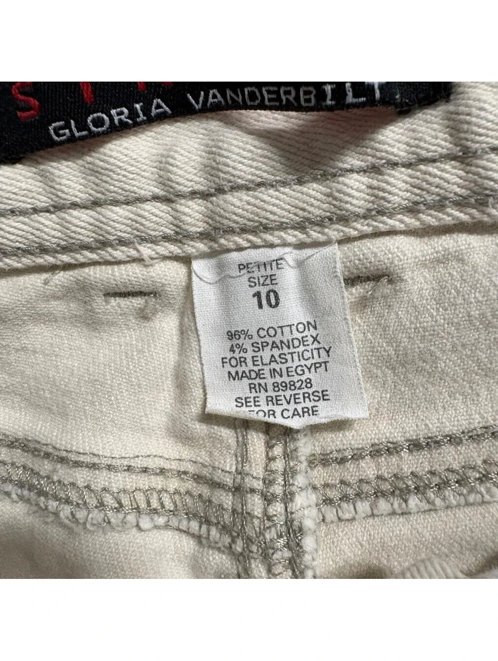 Gloria Vanderbilt Stretch Jeans Womens 10 Petite Beige Denim High Rise Straight